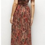 After Six  Ruffle Strap Pleated Metallic Dress‎ Harvest Floral XL Photo 1