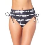 California Waves  Black Acid Wash Side Tie High Waisted Bikini Bottom L Photo 0