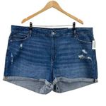 Old Navy  High Rise OG Straight Denim Shorts Womens Plus 26 Distressed Rolled Hem Photo 0