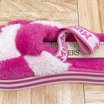 Mudd Stormy Fuchsia/White Fuzzy Elastic Slingback Slides Platform Slippers Sz 9 Photo 5