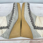 Vintage Y2K 90s American Eagle Wedge Heel Faux Suede Boots Crochet Midcalf Boho Gray Size 6.5 Photo 9