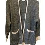 FRNCH  long open front black and‎ white/cream sweater Photo 2