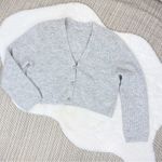 Gianni Bini Dani Cardigan Sweater Rhinestone Button Ribbed Gray Large Photo 13