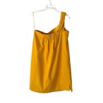 Cuyana  Yellow Seersucker Twisted One Shoulder Dress size medium with pockets Photo 5