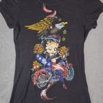 Betty Boop  American Traditional Patriotic USA Eagle Motorcycle T-Shirt M 7/9 Photo 2