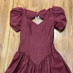 Alfred Angelo  Dress 9/10 Maroon Union USA Made Pearls Puff Sleeves Bow Vintage Photo 1