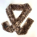 Pandemonium Seattle Faux Fur Leopard Skinny Scarf Animal Print Fuzzy Cozy Warm Tan Photo 1