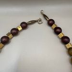VTG Necklace Beaded Costume Statement Chunky Earthy Gold Tone Hearts Boho Photo 5