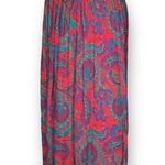Vintage Shapely Knits Skirt Burgundy Red Blue Purple Paisley Print Pleated Midi Size M Photo 1