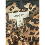 On 34th Leopard Print Pleated Long Sleeve Midi Dress, size XXS Tan Photo 4