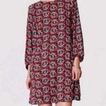 Loft  Ann Taylor Red Purple Floral Pattern Shift Dress Womens Size XS Long Sleeve Photo 0