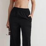 Madewell Womens Black Drawstring Wide-Leg Pants Photo 0