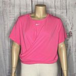Nike  Womens Plus NWT Size 2X Pink One Luxe Twist Hem Dri-Fit Cropped Top Shirt Photo 0