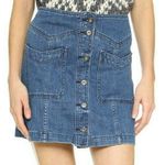 Free People Button-Down Denim Mini Skirt Photo 0