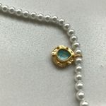 NWOT Julie Vos Pearl Necklace with Gold and Blue Pendant White Photo 6