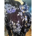 Aria  WARM FUZZY BLUE ROSE FLORAL 3/4 BUTTON NECK NIGHTGOWN WOMENS MEDIUM Photo 3