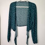 Brandy Melville  Green Floral Long Sleeve Crop Top Photo 6