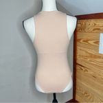 ZARA  Nude Beige Tan Sleeveless Snap Bottom High Neck Bodysuit Small Photo 2