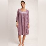 Eileen West Pink Embroidered Floral Nightgown S Cotton Long Sleeve Ruffle Lace White Photo 6