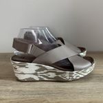 Clarks Stasha Hale Sandals Taupe Wedge Criss-cross Leather Shoes Womens 8.5 Photo 1