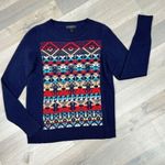 J.Crew  Aztec Fair‎ Isle Jacquard Stich Wool Sweater Blue XS Crewneck Pullover Photo 12