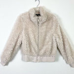 ZARA TRF Ivory Cream Faux Fur Cropped Zip Up Sherpa Teddy Bomber Jacket Size S Photo 0