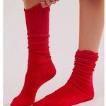 Free People NWT x Hansel From Basel Super Scrunch Solid Socks in Candy Red Photo 1