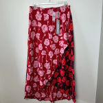 Lela Rose Womens Skirt 6 Double Face Rose Print High Low Floral Crepe Midi NEW Pink Photo 1
