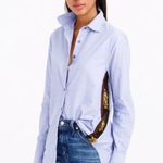 J.Crew Periwinkle Blue Button-Up Shirt with Gold Sequin Stripe Accents Size 6 S Photo 12