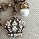 Vintage Faux Pearl Crown Charm Necklace – Rhinestone Royal Statement Photo 5