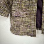 Chico's Purple Green Tweed Plaid Blazer Jacket Womens L Preppy Longline Fall Photo 3