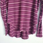 Free People  Kristina Plum Striped Cowl Neck Waffleknit Thermal Photo 1