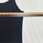 Vtg Pointelle Shimmer Tank Top Women XL Black Silk Photo 6