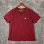 FIGS Technical Collection V-Neck Top One Pocket Catarina Burgundy Size Xl Women Photo 0