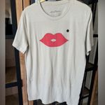 Lucy Jaynes lip graphic tee beauty mark beige crew oversized tshirt short sleeve Tan Size M Photo 6
