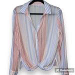  HYFVE HYFVE large womens blouse button down long sleeve tie bottom Photo 8