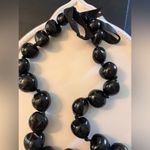 Black Beaded Necklace with Ribbon vintage chunky beads long can be doubled Photo 5