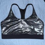 Zyia  Gunmetal Disco Ball Oil Slick‎ Luxe Sports Bra Metallic Silver Photo 5