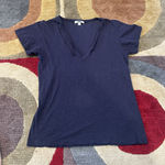 LNA Intentionally Distressed V Neck Short Sleeve Tee Shirt Charcoal Grey Size XS Photo 0