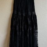 Vtg 90’s Judy Knapp Blk Crushed Velvet Lace Prairie Boho Cottage Maxi Skirt USA Black Photo 1