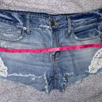 American Eagle Blue Distressed Shorts with Lace Details Size 8  Photo 0