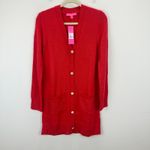 Lilly Pulitzer  Leonette Cardigan Jewel Buttons Red Festive Holiday Medium NWT Photo 3