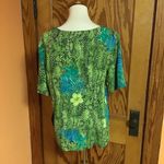 Vintage 80s bright snakeskin & Hawaiian tropical flowers tunic top Green Size M Photo 4