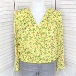 FOR THE REPUBLIC Floral Bell Sleeve Surplice Blouse Yellow Large Photo 1