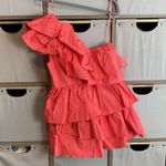 TALULAH  coral one shoulder ruffle romper Photo 5