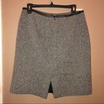 Talbots  Checkered silk wool blend leather trim Skirt black‎ white 10 Photo 1