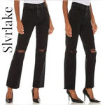 SLVRLAKE Black Distressed London Jeans in Shadow Ridge High Rise Straight 29 Black Size 31 Photo 1