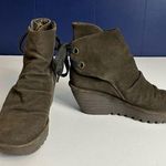 Fly London  Yama Suede Wedge Ankle Bootie Olive Army Green Size 39 Photo 0