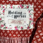 Anthropologie ‎ Holding Horses Orange White Tiered Button Up Top Photo 1