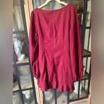Princess Polly  Wrap dress long sleeves maroon burgundy linen the villa mini Photo 5
